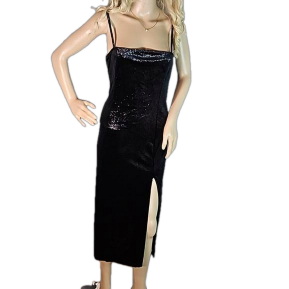 Black Metallic Formal Maxi Dress Large